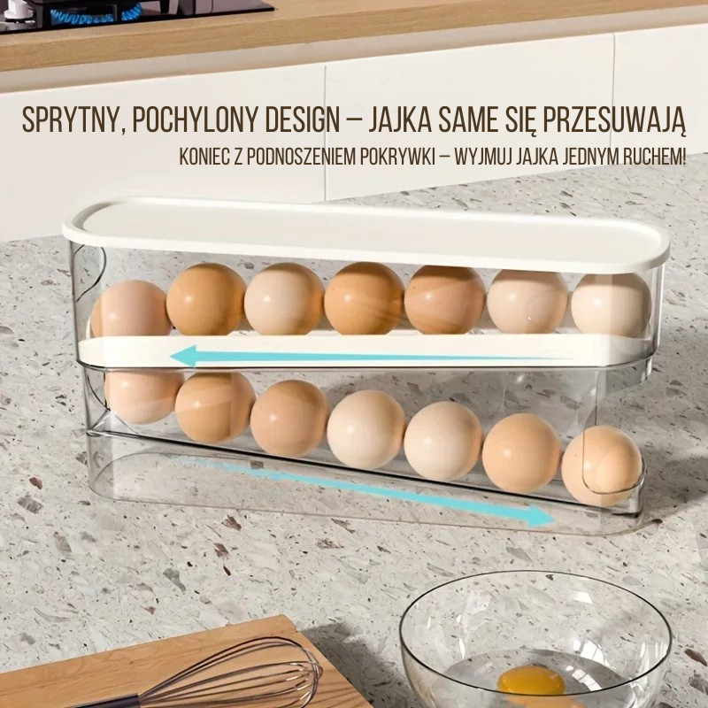 Organizer do jajek z automatycznym podajnikiem – 2-poziomowa zjeżdżalnia do lodówki