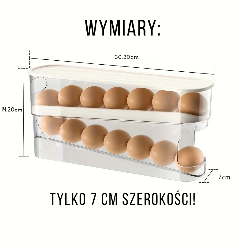 Organizer do jajek z automatycznym podajnikiem – 2-poziomowa zjeżdżalnia do lodówki